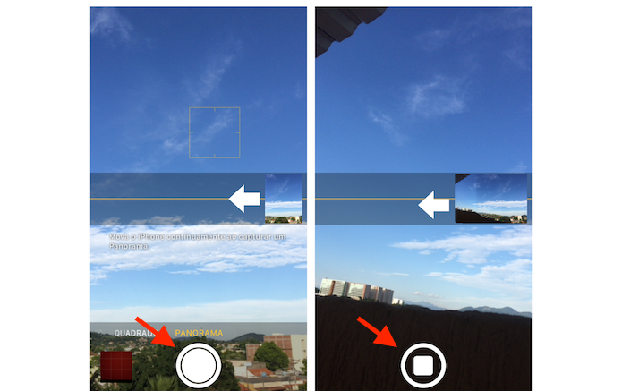 Fazendo uma foto panorâmica no iPhone 5S (Foto: Reprodução/Marvin Costa)