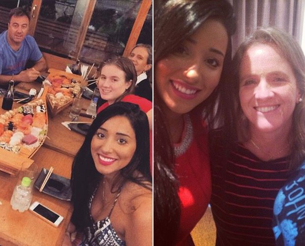 Talta já mostra intimidade com a família de Rafa. Rolou até um japa com o pai, mãe e irmã do Amado (Foto: Arquivo pessoal)