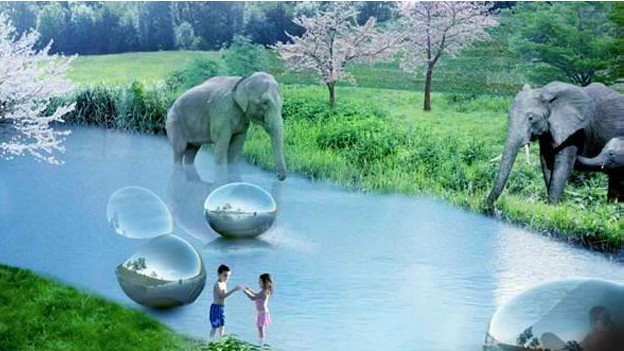 O conceito de Bjarke Ingels presume que os animais não se incomodarão com cápsulas espelhadas (Foto: BBC)