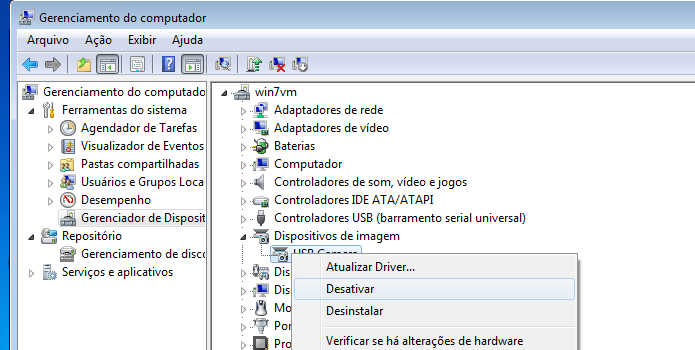 Desativando a Webcam no Gerenciador de dispositivo (Foto: Reprodução/Edivaldo Brito)