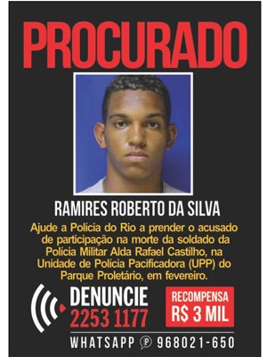 Disque Denúncia oferecia R$ 3 mil de recompensa por informações que ajudassem a prender Ramires (Foto: Reprodução / Disque Denúncia )