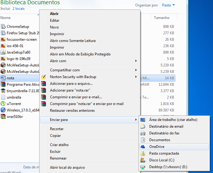 Envie arquivos ao OneDrive direto do menu de contexto do Windows (Foto: Reprodução/Edivaldo Brito)