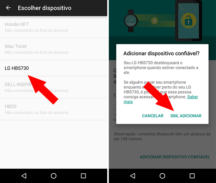 Selecione o seu fone de ouvido Bluetooth para desbloqueio automático (Foto: Reprodução/Paulo Alves)