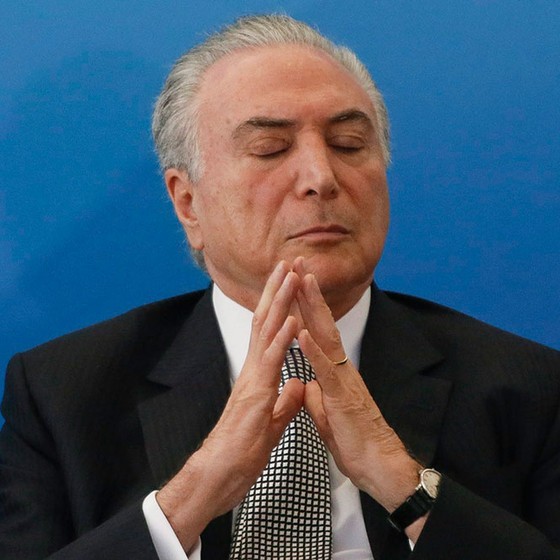 O presidente Michel Temer durante posse no ministro da Cultura, Sérgio Sá Leitão (Foto: André Coelho / Agência O Globo)