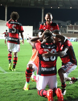 Fernandinho comemora o terceiro gol rubro-negro contra o Figueirense, o da classificação (Foto: Gilvan de Souza/Flamengo)