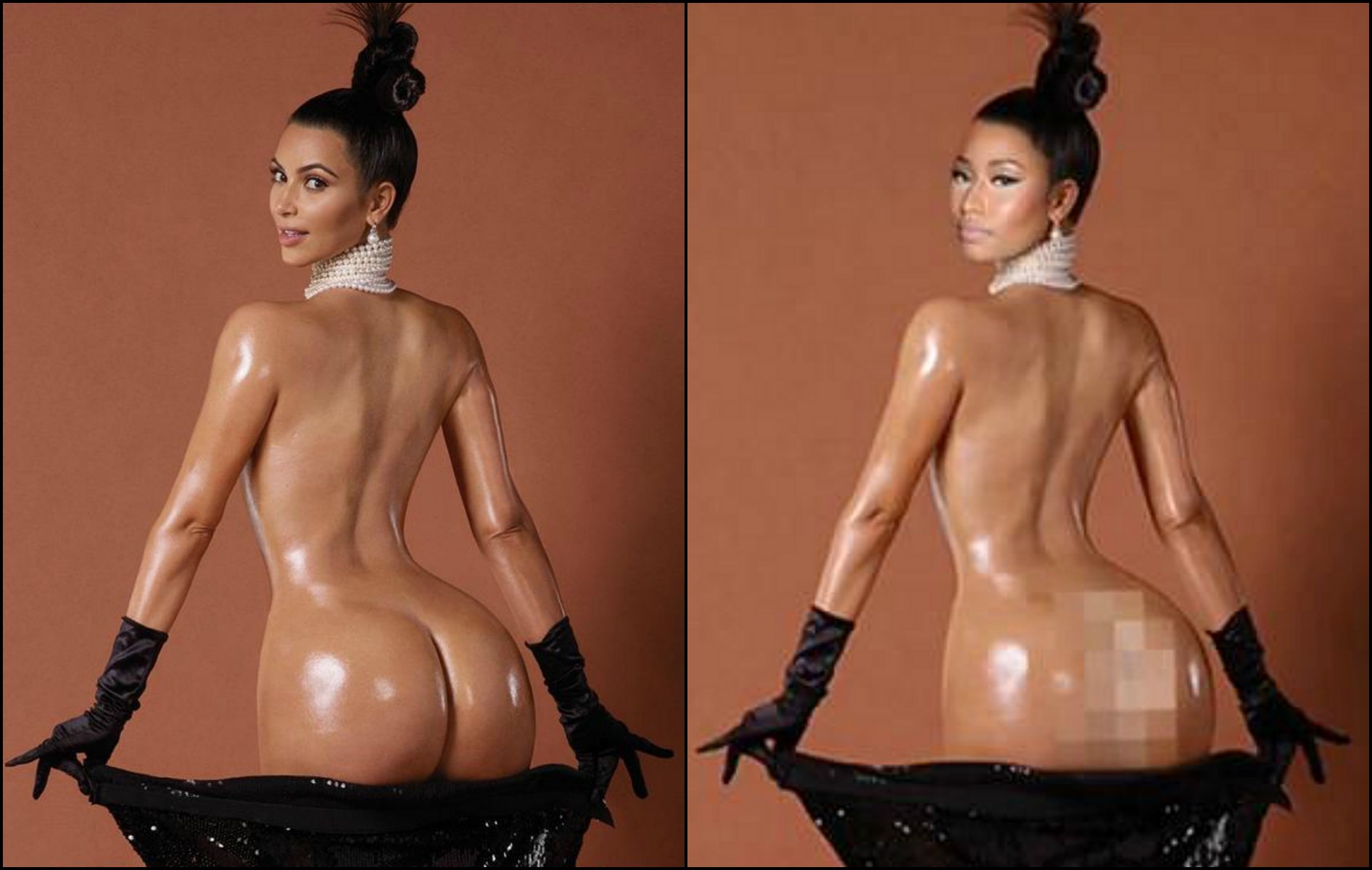 Kim Kardashian, à esquerda, e Nicki Minaj, à direita. Ou será o contrário? (Foto: Divulgação e Reprodução)