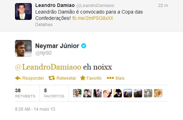 Neymar Leandro Damião twitter resposta (Foto: Reprodução / Twitter)