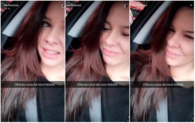 Fernanda Souza muda o visual e fica ruiva (Foto: Reprodução/Snapchat)