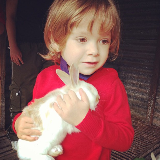 Adriane Galisteu posta foto de Vittorio com coelho no colo (Foto: Instagram / Reprodução)