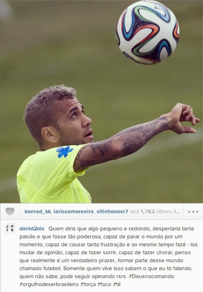 [COPA 2014] Daniel Alves mostra amor pelo futebol: 