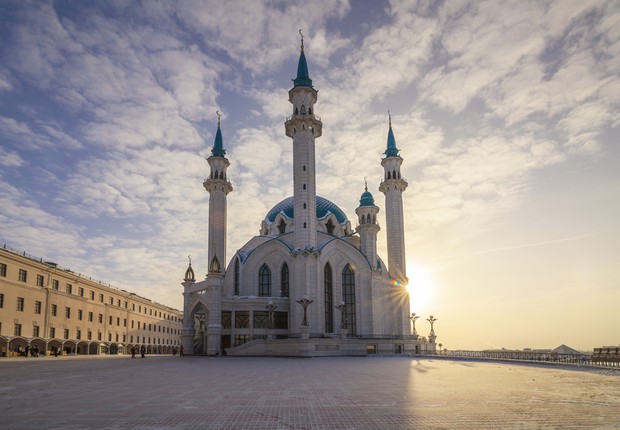 A mesquita de Kul-Sharif, que é parte do Kremlin do Tartaristão (Foto: Comitê de Turismo do governo do Tartaristão)