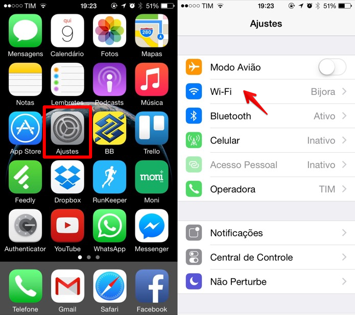 Acesse as configurações do iOS (Foto: Reprodução/Helito Bijora)