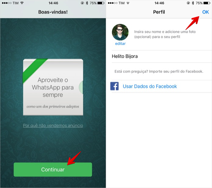 Finalizando configuração do WhatsApp (Foto: Reprodução/Helito Bijora)