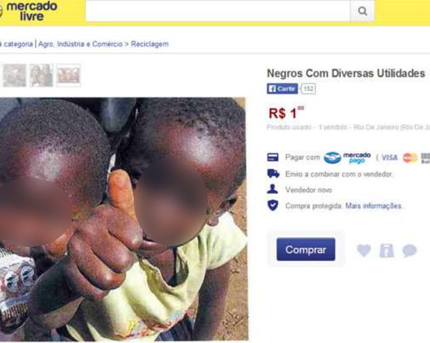 Anúncio oferecia "negros com diversas utilidades" ao preço de R$ 1 (Foto: Reprodução / Mercado Livre)