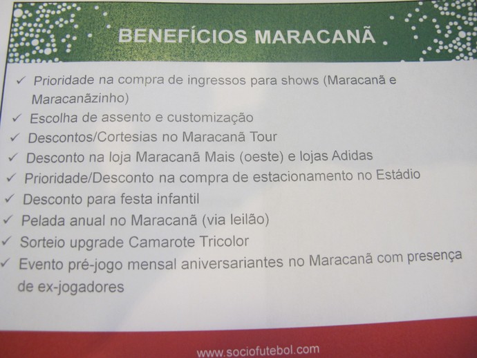 Benefícios Fluminense Maracanã (Foto: Fred Huber / GloboEsporte.com) Benefícios Fluminense Maracanã (Foto: Fred Huber / GloboEsporte.com)