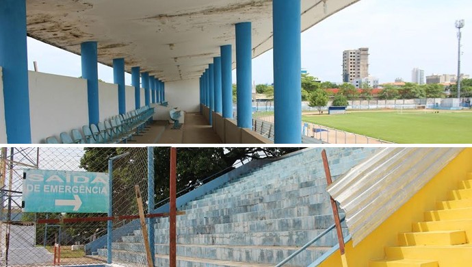 Montagem Estádio Aluízio Ferreira, Rondônia (Foto: Ivanete Damasceno )