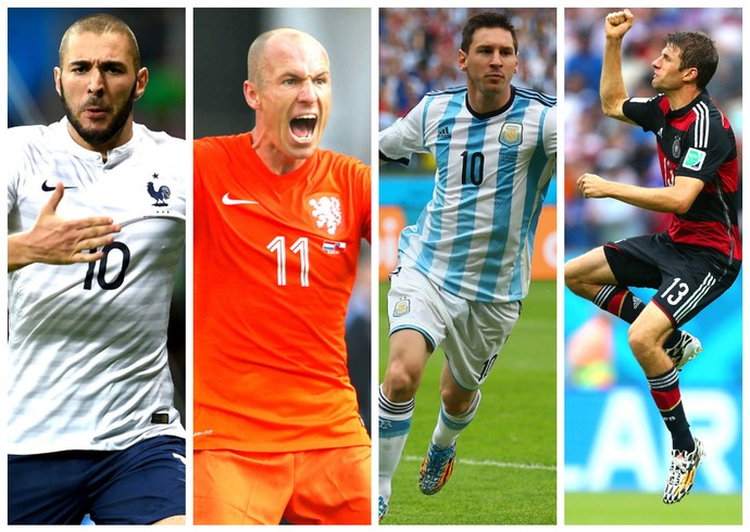 Benzema, Robben, Messi e Müller foram os estrangeiros que se destacaram na primeira fase (Foto: arte)