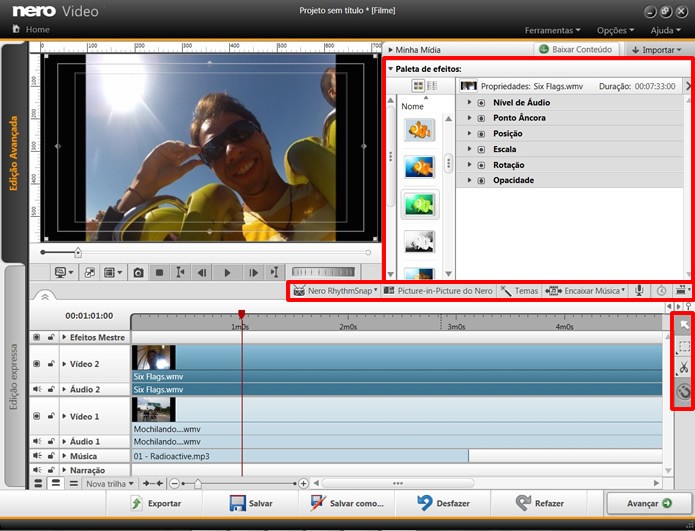 Utilize os recursos e ferramentas em destaque para editar os vídeos de seu projeto (Foto: Reprodução/Daniel Ribeiro)
