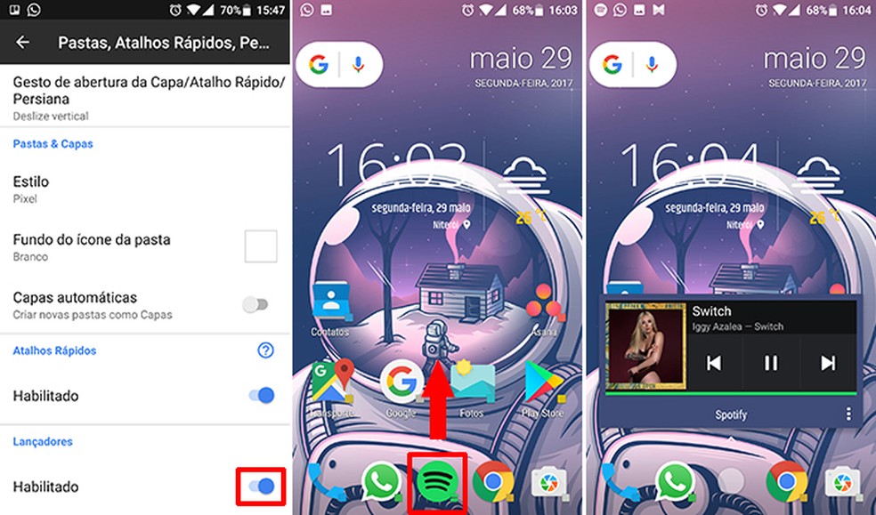Usuário pode acessar widgets do aplicativo a partir do ícone na tela inicial do Android (Foto: Reprodução/Elson de Souza)