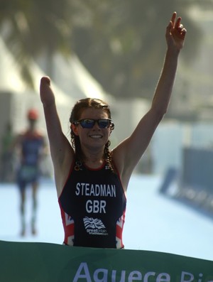 Lauren Steadman no evento-teste de triatlo (Foto: Cleber Akamine)