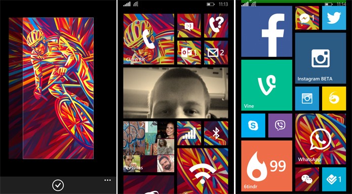 Live Tiles podem ser personalizadas com fotos no Windows Phone 8.1, mas nem todos os apps aceitam os recursos (Foto: Reprodução/Elson de Souza)