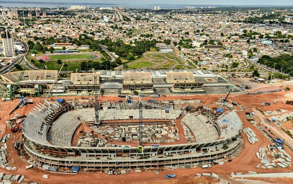 Arena da Amazônia quando estava com a construção em andamento (Foto: Divulgação/Andrade Gutierrez)