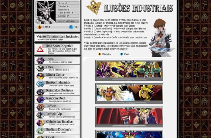 Yu-Gi-Oh Online: no menu lateral você verá a opções de comprar cartas (Foto: Reprodução/ Matheus Vasconcellos)