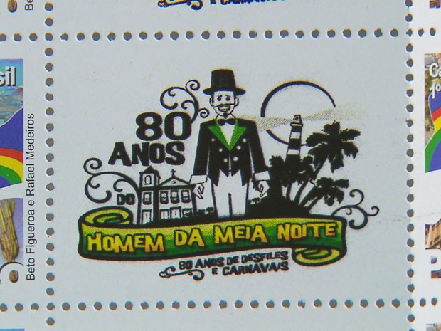 Homem da Meia-Noite estampa selo comemorativo aos 80 anos do clube (Foto: Reprodução/TV Globo)