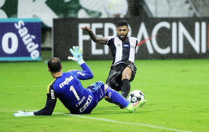 Gabriel perde gol frente a frente com Fernando Prass - Palmeiras x Santos (Foto: Marcos Ribolli)