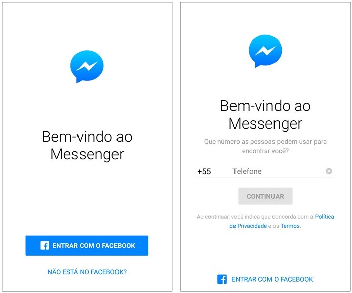 Agora os brasileiros que não possuem conta no Facebook podem usar o Messenger (Foto: Reprodução/Lívia Dâmaso)