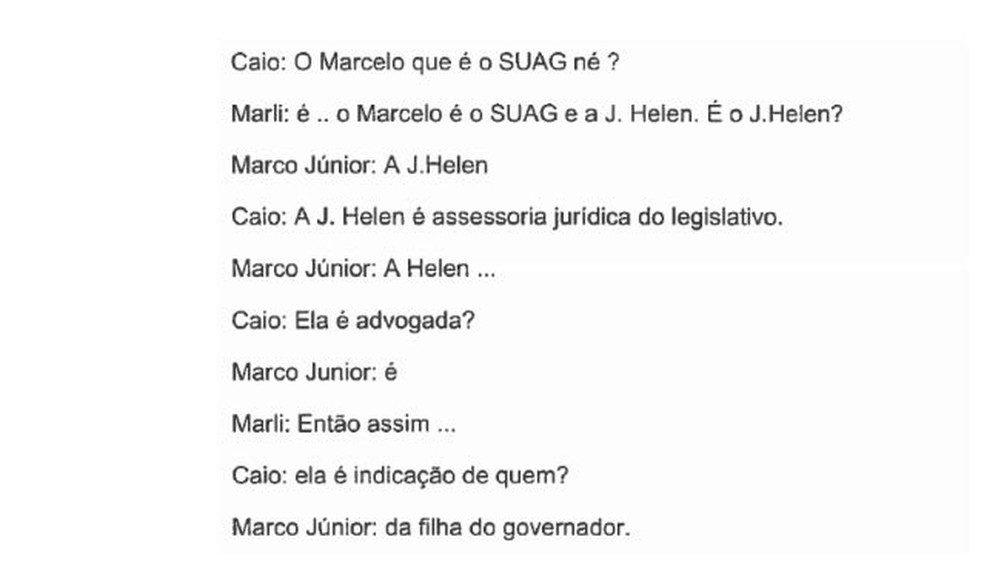 Trecho de gravação entre a sindicalista Marli Rodrigues, o jornalista Caio Barbieri e o ex-subsecretário, que diz que ex-assessora jurídica foi indicada por filha do governador (Foto: Reprodução)