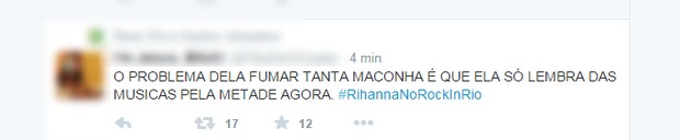 Sobre show de Rihanna no Rock in Rio (Foto: Reprodução / Twitter)