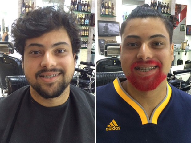 Thalles Senna tingiu a barba para o carnaval (Foto: Cristina Boeckel/G1) Thalles Senna tingiu a barba para o carnaval (Foto: Cristina Boeckel/G1)