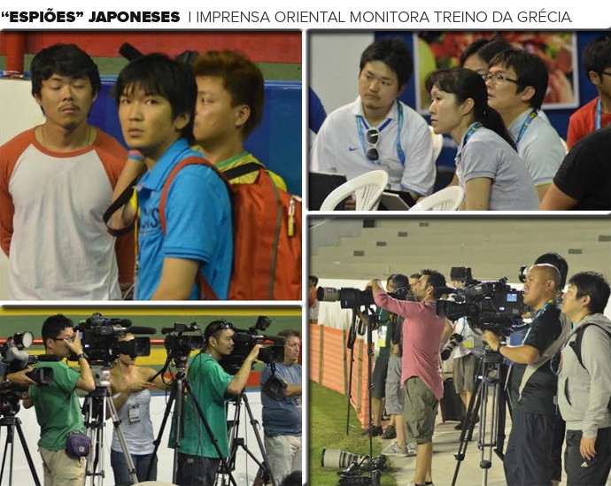 Mosaico - Imprensa Japonesa treino Grécia (Foto: Editoria de Arte) Mosaico - Imprensa Japonesa treino Grécia (Foto: Editoria de Arte)