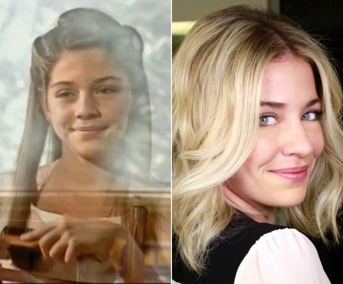 Antes e depois! À esquerda, Luma Costa em seu primeiro papel na TV em Um Anjo Caiu do Céu e, à direita, na fase atual (Foto: TV Globo / Arquivo pessoal)