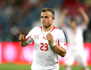 Shaquiri Comemora gol da Suíça contra a Albânia (Foto: Agência EFE)