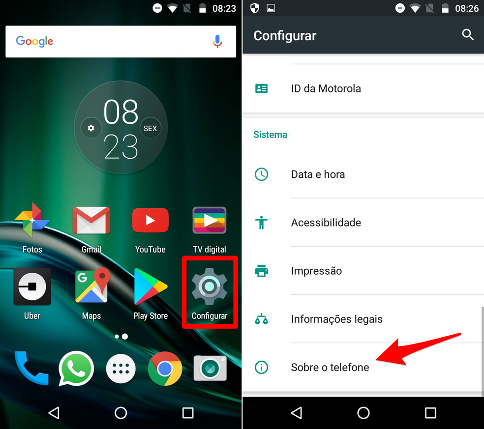 Abra as configurações do Moto G4 Play (Foto: Reprodução/Lucas Mendes) Abra as configurações do Moto G4 Play (Foto: Reprodução/Lucas Mendes)
