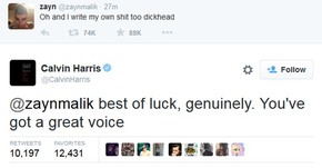 Zayn Malik chama Calvin Harris de 'babaca' em discussão no Twitter (Foto: Reprodução / Twitter)