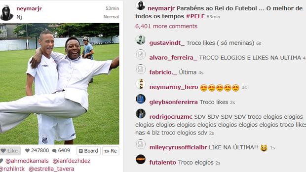 Neymar Instagram Rei Pelé