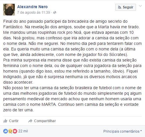 Alexandre Nero no Facebook (Foto: Reprodução / Facebook)