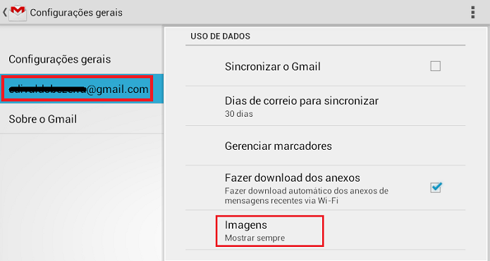 Acessando as configurações de imagens da conta Gmail (Foto: Reprodução/Edivaldo Brito)