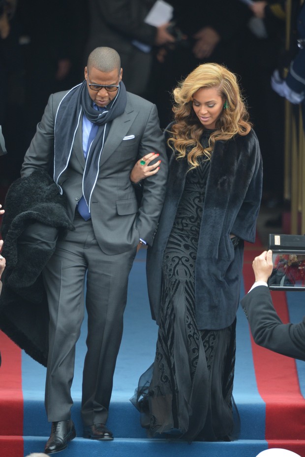 Jay-Z e Beyoncé na posse de Barack Obama (Foto: AFP)