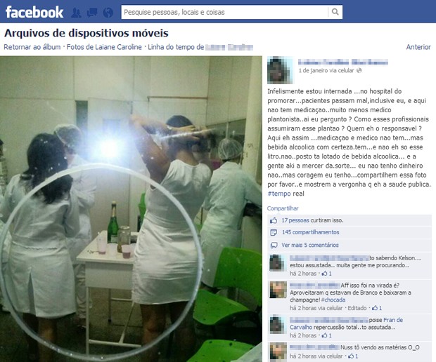 Foto mostra enfermeiras brindando Réveillon em hospital do Piauí (Foto: Laiana Dias/Arquivo pessoal)