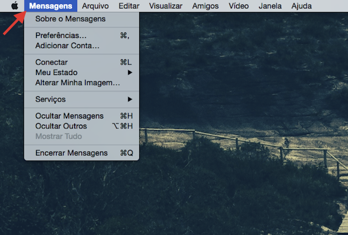 Acessando as configurações do aplicativo Mensagens do mac (Foto: Reprodução/Marvin Costa)