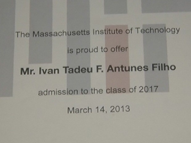 Convite encaminhado pelo Instituto de Tecnologia de Massachussets (Foto: Reprodução TV TEM)