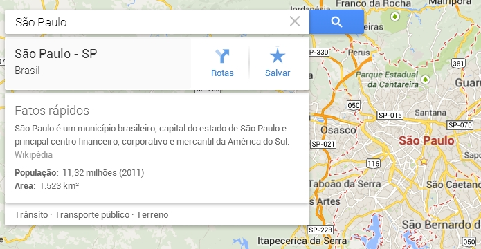 Fatos Rápidos do Maps também consideram cidades (Foto: Reprodução/Paulo Alves)