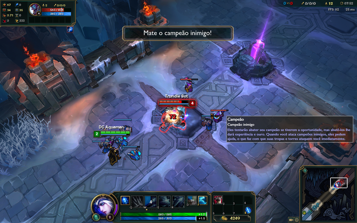 Derrotar os campeões inimigos em League of Legends concede experiência e dinheiro ao seu personagem (Foto: Reprodução/Caio Fagundes) Derrotar os campeões inimigos em League of Legends concede experiência e dinheiro ao seu personagem (Foto: Reprodução/Caio Fagundes)