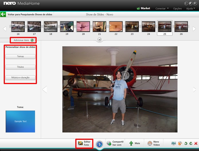 O Nero Media Home ainda permite que você crie apresentações de fotos, que poderão receber efeitos e edições (Foto: Reprodução/Daniel Ribeiro)