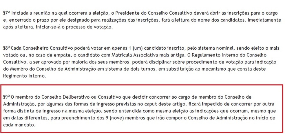 Regimento interno tem restrição a duas candidaturas ao Conselho (Foto: Reprodução / www.saopaulofc.net)
