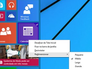 Reprodução menu personalizar do Windows 10_Blog Ronaldo Prass (Foto: Reprodução/G1)